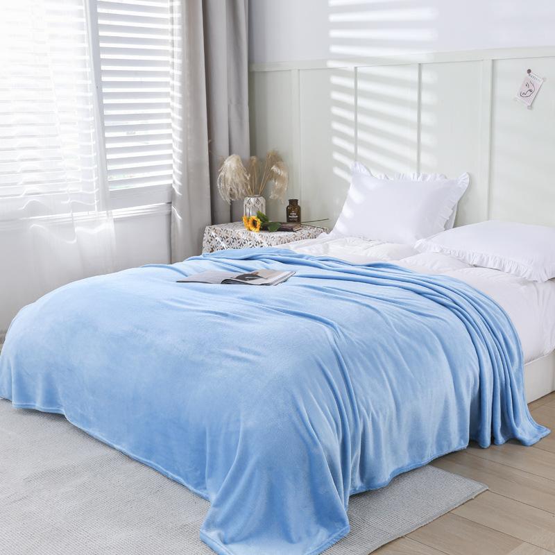 Solid Color Flannel Blanket Office Air Conditioning Soft Warm Imitation Mink Fur Throw Sofa Cover Bedspread Airplane Blankets