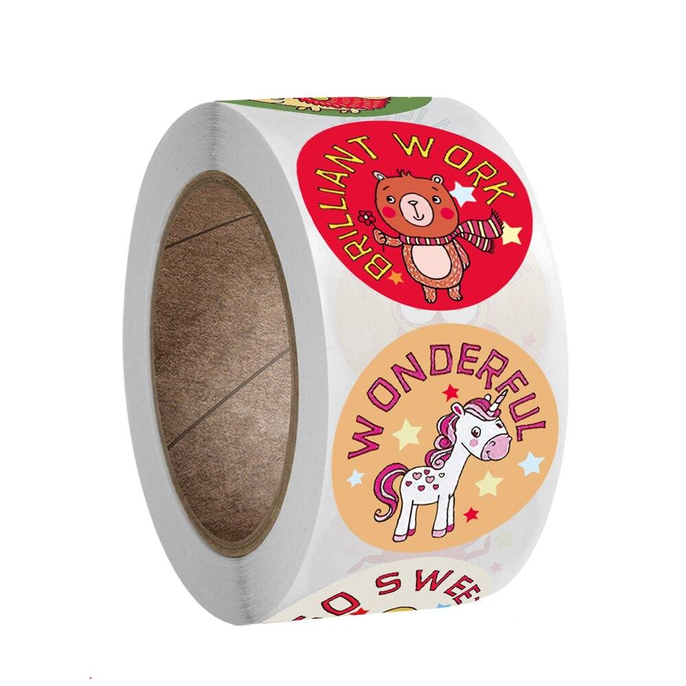 50-500pcs Encouragement Stickers Cartoon Animals 8 Designs for Kids School Kindergarten Teachers Children Scrapbooking Game Toy