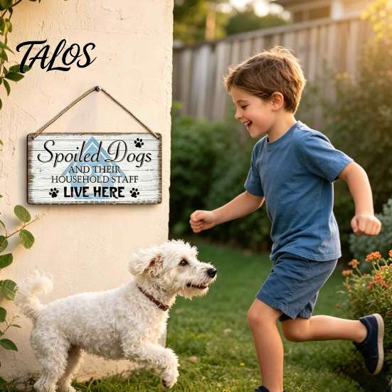 Decorative Wooden Pet Sign House Door Sign, Rustic Farmhouse Dog Wall Hanging Plaque, Theme Home Decoration Vintage Decor, Housewarming Gift
