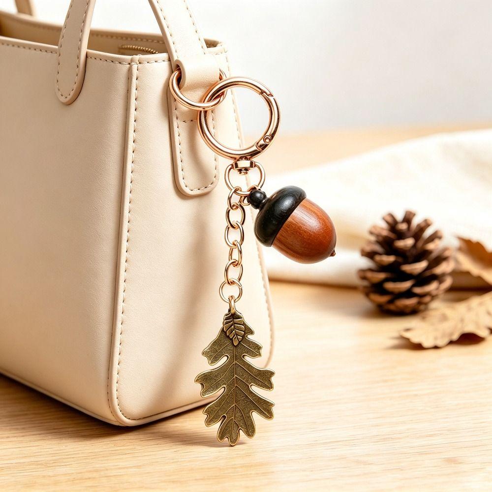 Bronze Leaf Pendant Medicine Pill Box Twist Open Lid Small Item Storage Box Backpack Accessories