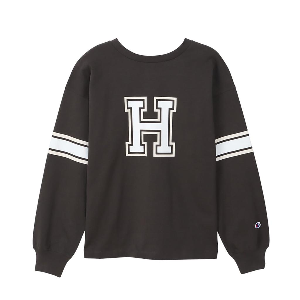 Champion Casual Long Sleeve Graphic Off Women's T-Shirt, 100% Cotton, Print, Black, CW-Z402