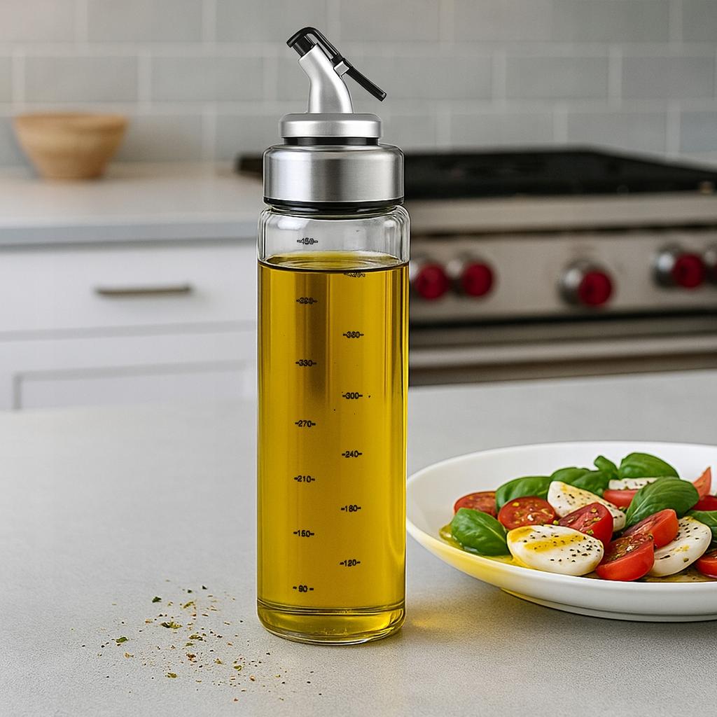 Glass Dispenser 500 ml with Scale for Oil, Sauces, Vinegar, Spices