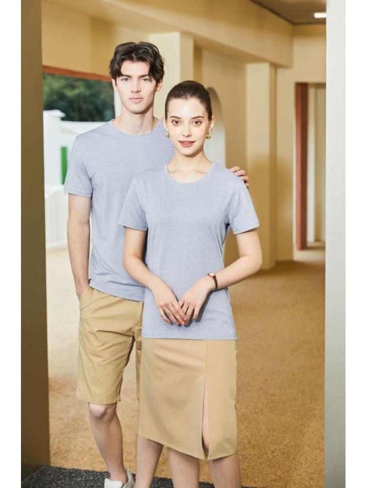 Unisex Basic Lightweight Tee Solid Color Unisex T-shirt for Women and Men Summer Crew Neck Minimalist Tops YG-233