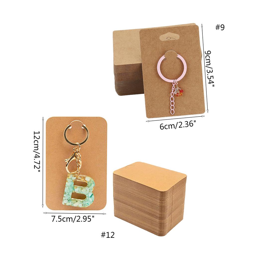 50Pcs Keychain Display Card Hanging-Keychain Packaging Selling Card Keychain Display Cards Brown Paper Jewelry Cards
