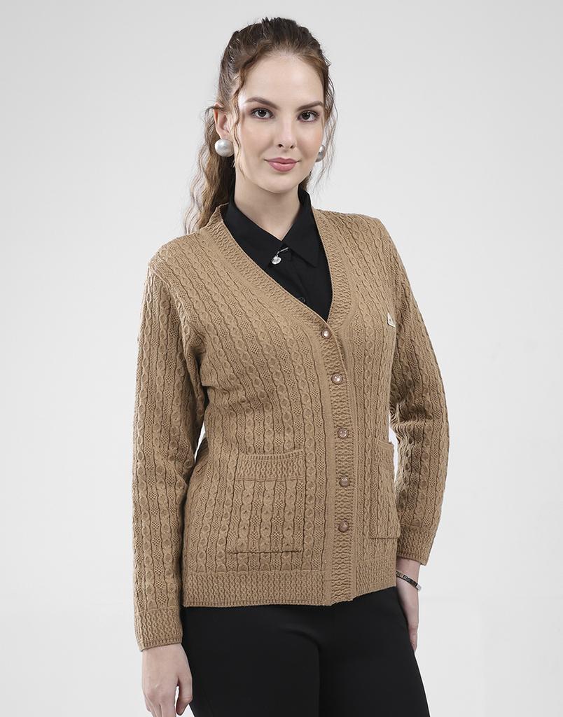 MONTE CARLO Women's V Neck Full Sleeves Cardigan