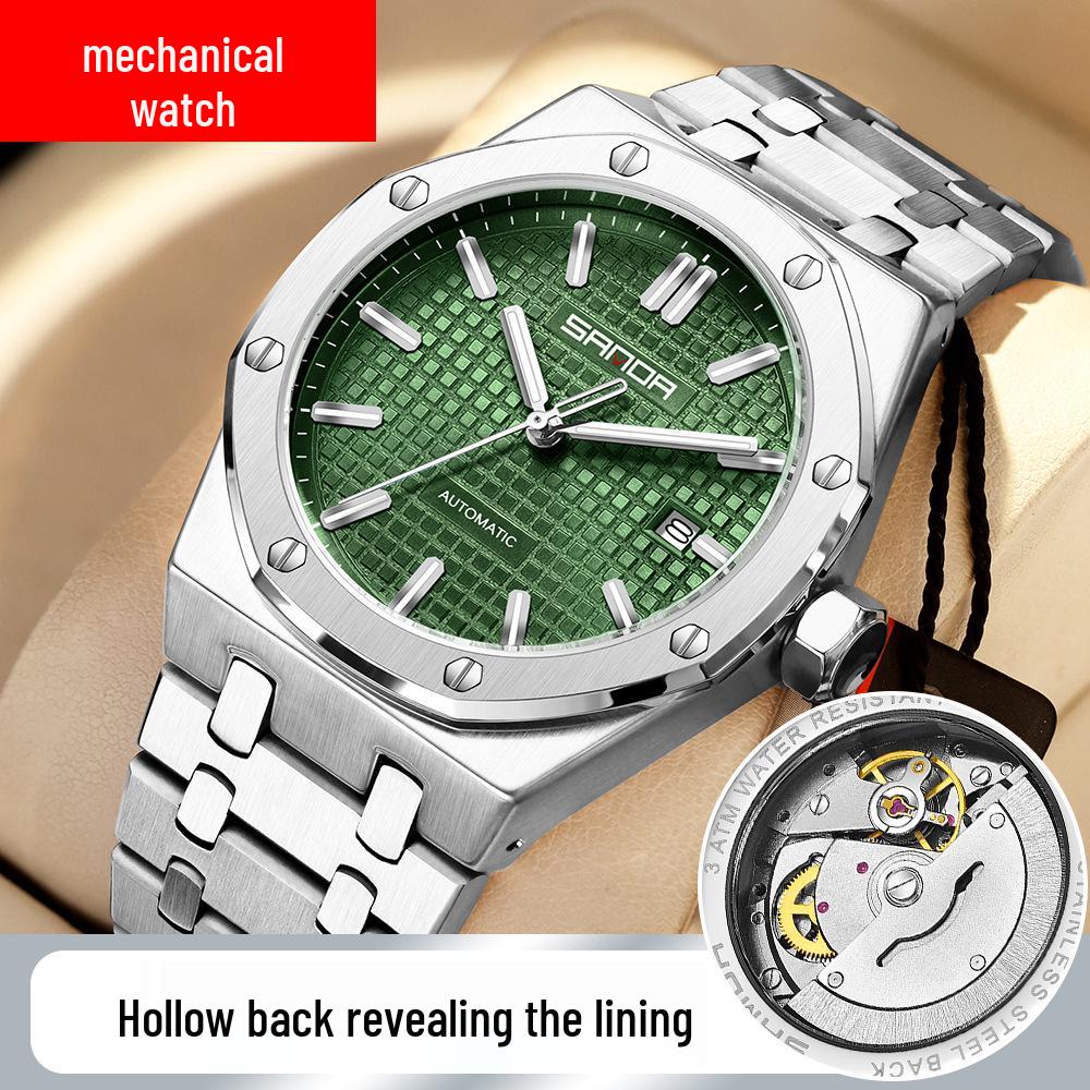 Sanda Men s Waterproof Mechanical Wristwatch with Solid Steel Band and Luminous Calendar