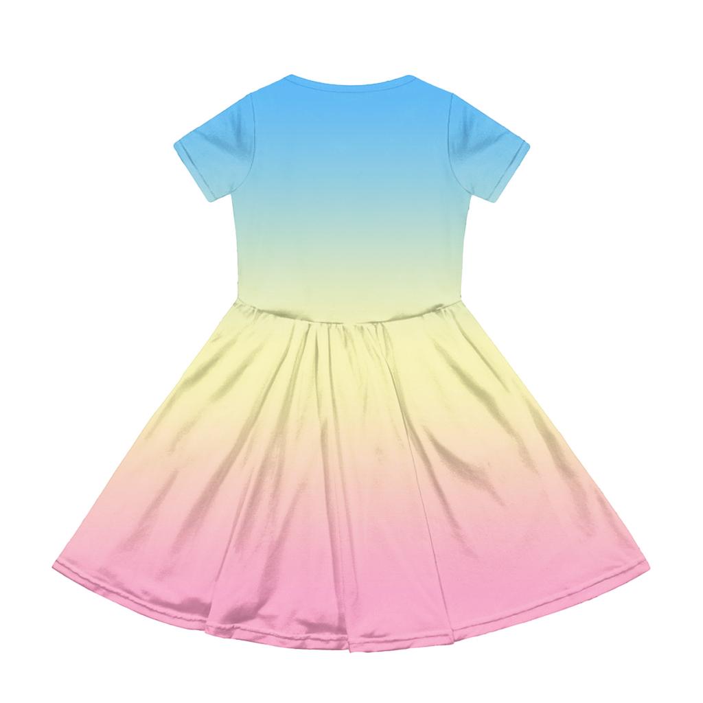 Girl Summer Dress Color & Print Short Sleeve Dress With Pocket Casual Dress Shorts Sleeve Party Dress Easter Day