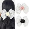 Summer Spring Flower&Lace Bowknot Hairpin for Woman Ponytail Braids Hair Clip