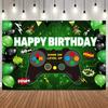 Kids Birthday Party Decor Photography Background Game On Theme Video Gamer Neon Green Gaming Next Level Up Backdrop Props1