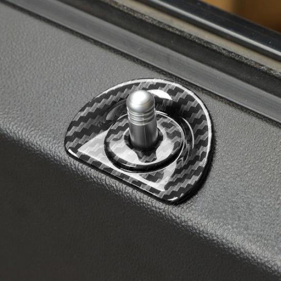 Door Lock Pin Knob Cover Inner Trim Bezel For Dodge Challenger 09-14Carbon Fiber