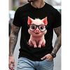 Creative Fun Colorful Pattern Print Short Sleeve T-shirt Summer Comfortable Fashionable Breathable Casual Versatile Sports Men's Cotton T-shirt