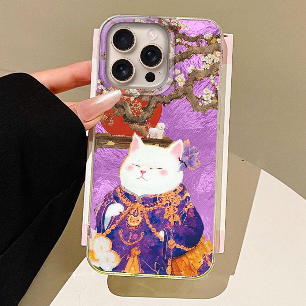 Korean Cute White Cat Vortex Pattern Phone Case for iphone 16 15 14 7 8 Plus 13 11 12 Pro Max X XS XR SE 2022 2020 16e TPU Cover