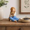 Cream Style Interior Decor Faceless Girl Hugging Puppy Figurine Miniature Resin Statue Cute Desktop Sculpture Ornament Artistic Ornaments