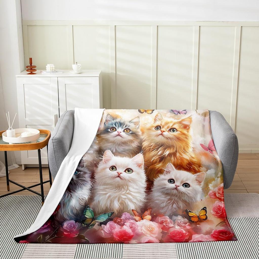 Purple Cow Print Blanket Soft Fleece Throw Modern Home Decor Cozy Living Room Sofa Bedding Gift for Women Girls