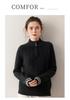 Women's High Neck Half-Zip Cashmere Sweater - 2025 Autumn/Winter Korean Style Jacquard Knit Warm Base Layer