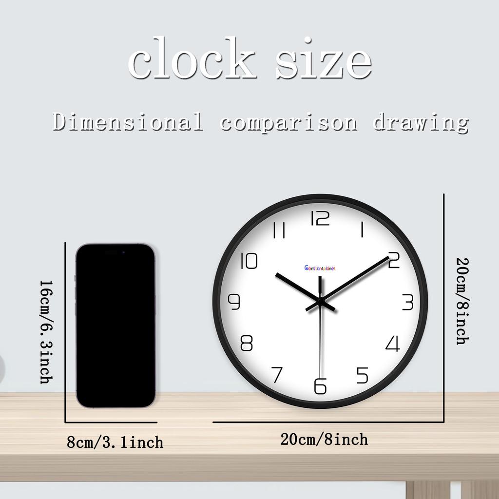 8Inch Up-to-date High-Quality Simple High-Quality Pattern High-Quality Plastic High-Quality Glass High-Quality Wall High-Quality Clock High-Quality