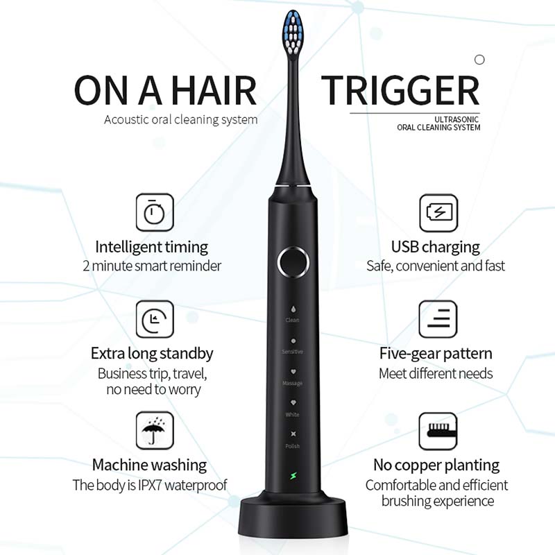 Wholesale Custom Logo Rechargeable Automatic Electric Toothbrush Soft Bristle Waterproof Feature for Oral Care Teeth Cleaning