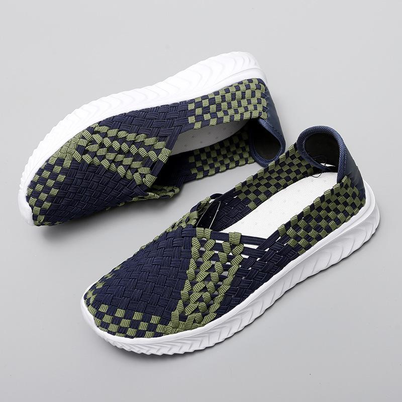 Large size flat bottom women's shoes hand-woven elastic band hand-woven shoes women's shoes single shoes large size flat bottom casual shoes