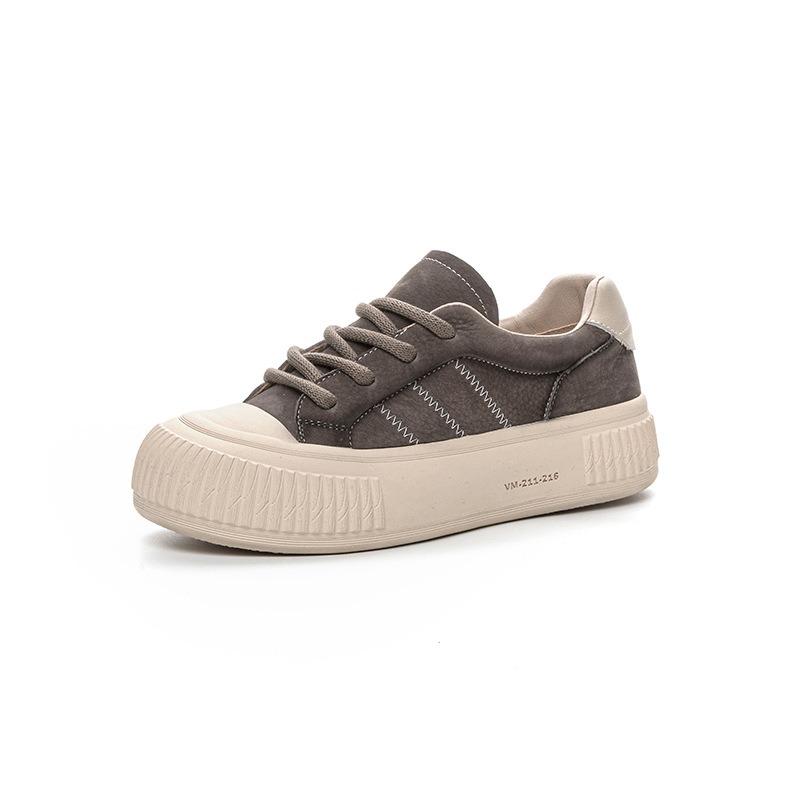 

New Baotou Single Shoes Thick-soled Lace-up Student Board Shoes Casual Nurse Shoes 35