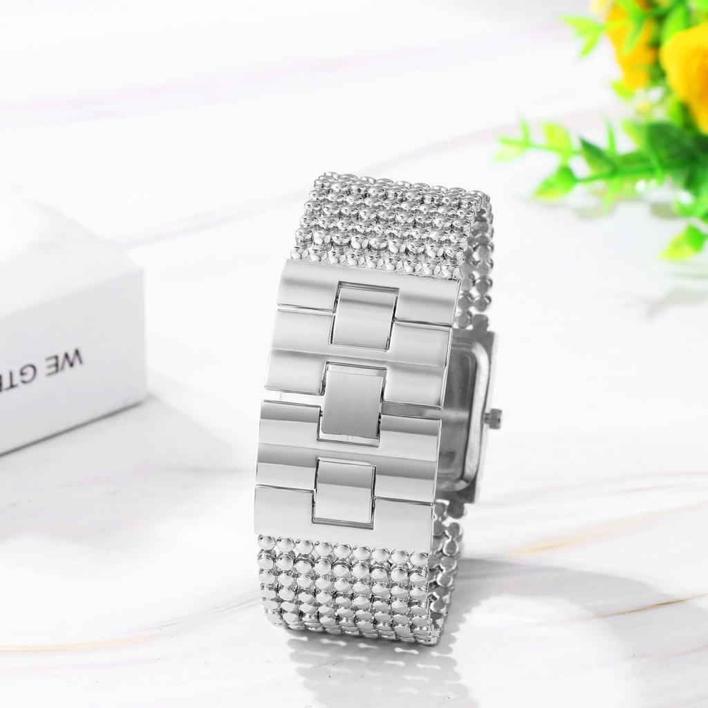 Diamant Armreif Antike Mode Uhr Perfektes Geschenk für Tag Damenuhr Analog, Wasserdicht, Quadratisch, Armband, Silber, Lässig, Geschäftlich, - Geburtstage,