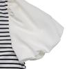 Baifenzhiyi 2026 Women's Striped Patchwork V-neck Puff Sleeve Casual T-shirt