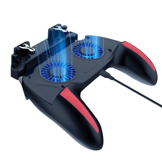 H10 4-Finger Dual Cooling Fan Wired Game Controller Joystick Gamepad for Phone
