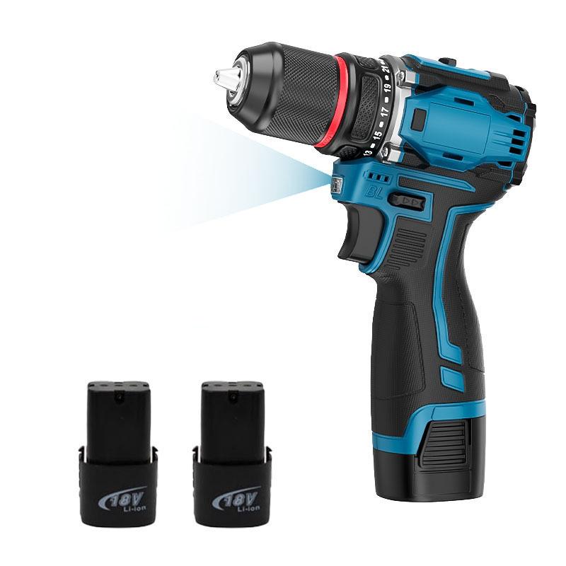 18V Cordless Dual Speed Electric Drill & Screwdriver with Steel Cannon, Lithium Battery & Wireless Wrench