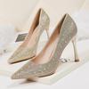 Fashion Point-toe Women's Sandals Nightclub Show Thin Stiletto Women's Single Shoes Rhinestone Sequin High-heeled Shoes