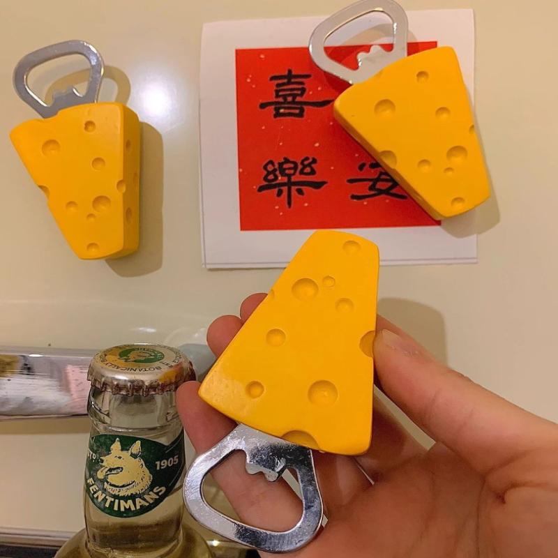 1Pcs Cute Beer Opener Kawaii Candied Haws Cheese Refrigerator Magnets Home Decor Kitchen Gadgets Cute Bottle Opener Key Chain