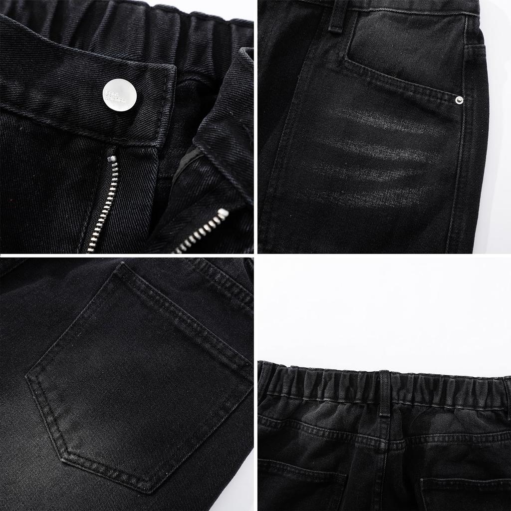 TIDEWORD Baggy Casual Pants for All Stylish for and Winter Men's Wide-Leg Jeans, Jeans, Seasons, Spring, Summer, Fall, (8027-Black-3XL)