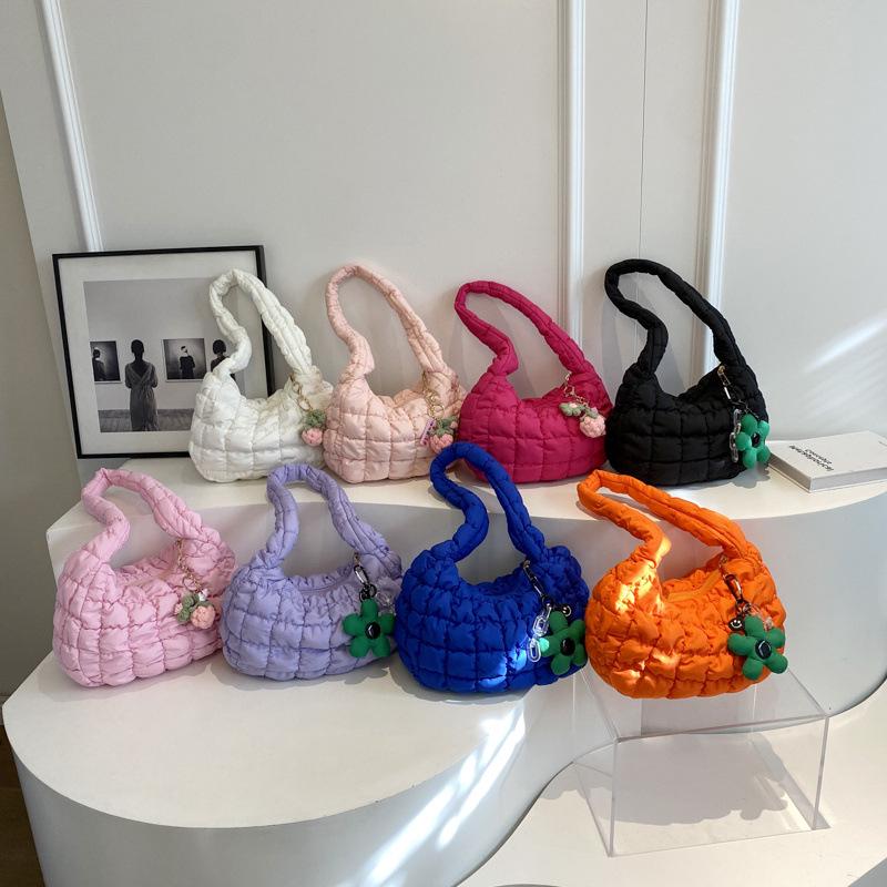 Korean Style Cloud Pleats Cotton Jacket Bag for Girls - Versatile Large Capacity Dumpling Shoulder Handbag