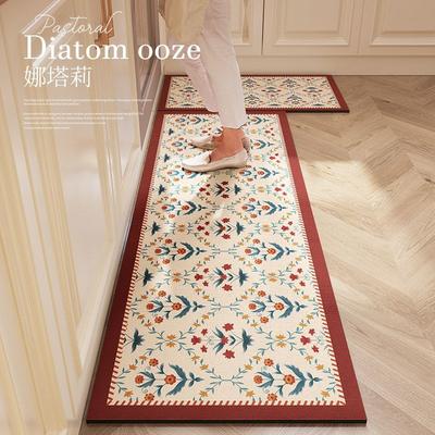 Light Luxury Elegant Kitchen Floor Mat Household Non-Slip Water-Absorbing Oil-Absorbing Diatom Mud Foot Pad Long Strip Set Dirt-Resistant Foot Pad