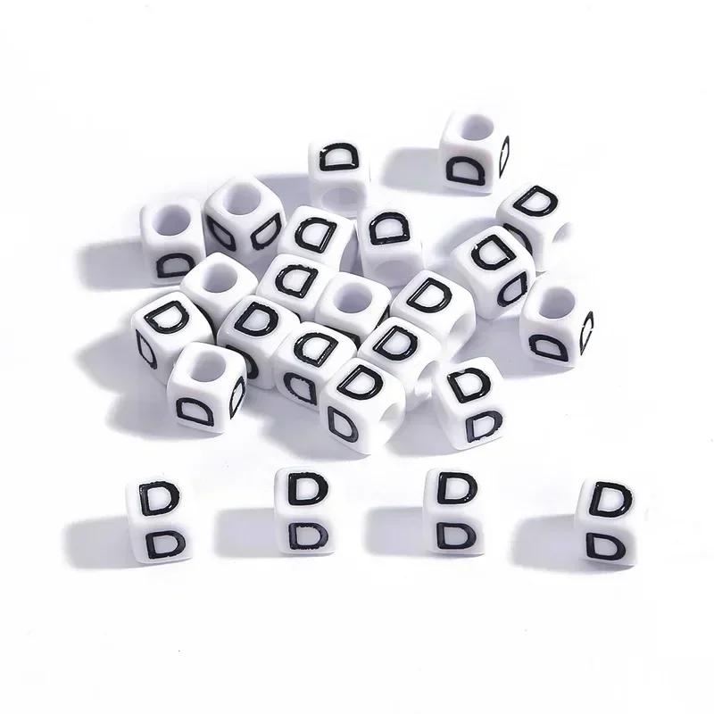 100-500pcs Acrylic A-Z Letter Bead White Square Cube Alphabet Bead for Jewelry Making Diy Bracelet Necklace Earrings Accessories