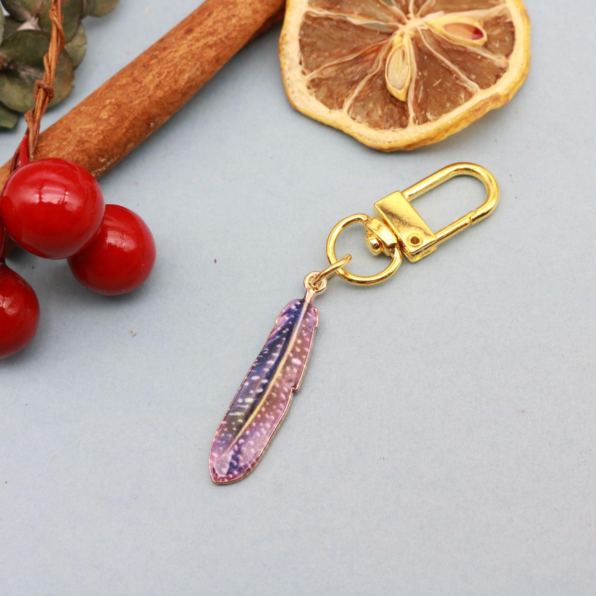 Dunhuang Multi-Colored Enamel Feather Pendant Keychain Gift