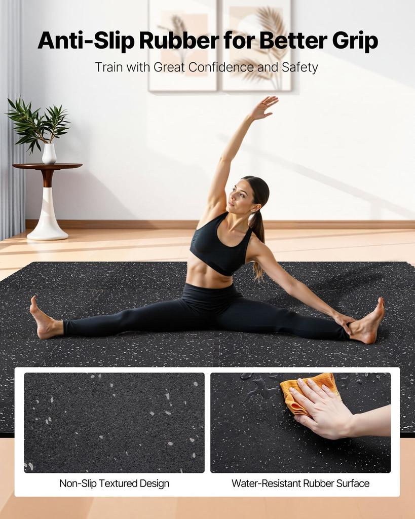 Puzzle Exercise Mat, 24 PCS Fitness Equipment Mats, 610 x 610 x 14 mm, High-Density EVA Foam Mats Set, Interlocking Rubber Soft Tiles, Protective