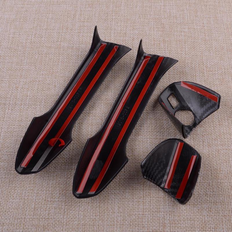 Black Car Exterior Door Handle Cover Trim Cap Set Carbon Fiber Texture LHD Fit for Mercedes Benz W246 W204 W212 X204 W166 W117
