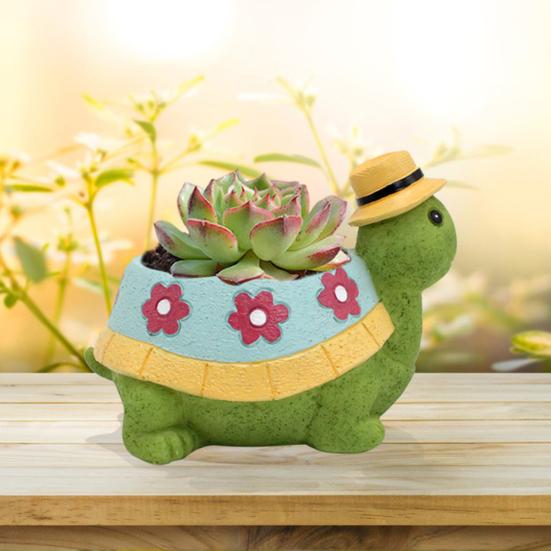 Turtle Plant Pot Decoration High Durability Waterproof Cartoon Cute Turtle Animal Succulents Holder Resin Flower Pot