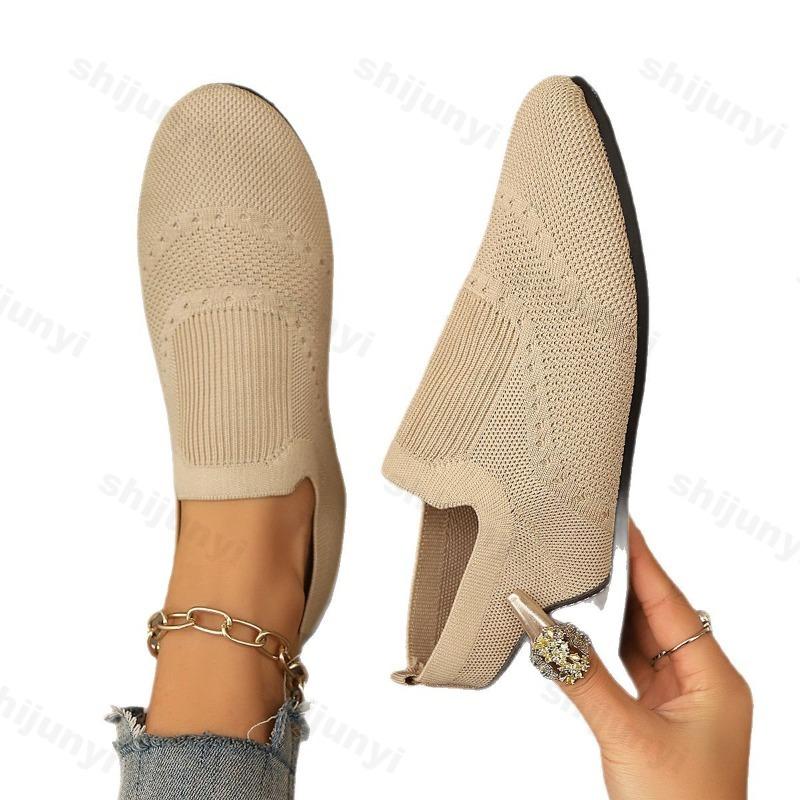 Fashion 2025 Spring New Fly Weave Design Retro Style Casual Single Shoes for Women Breathable Comfortable Soft Soled Shallow Mouth Flats
