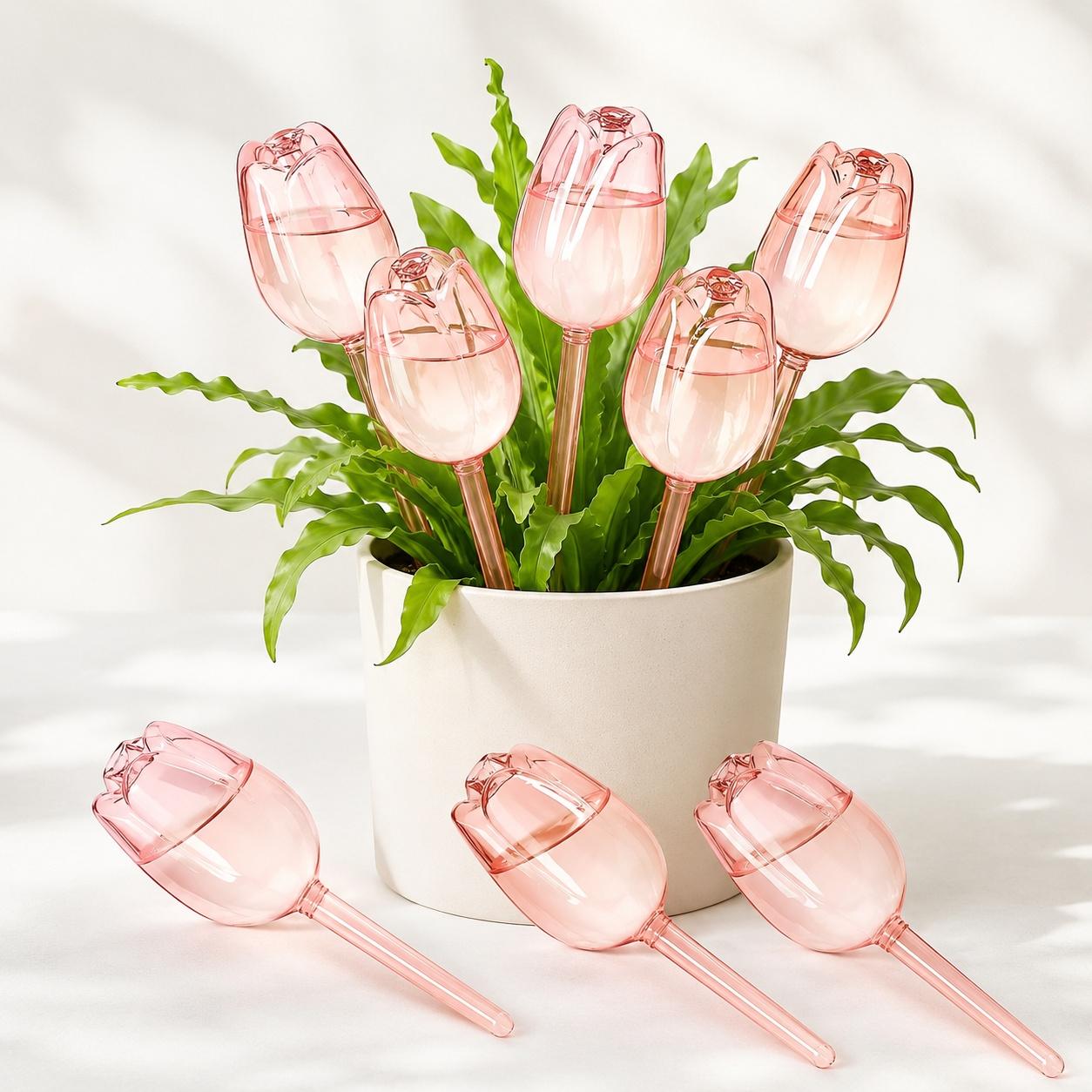 Tulpen-Bewässerungskugeln für Pflanzen – Automatisches Selbstbewässerungssystem, langsame Freisetzung für Topfpflanzen im Innen- und Außenbereich, Kakteen – Deko 8pcs rosa