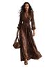 Bohemian Retro Tie-Dye V-Neck Waist-Cinching Long Skirt - 2026 Spring/Autumn Collection