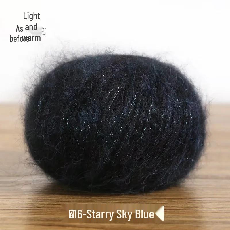 Hand-Knitted Glitter Mohair Wool Sweater and Scarf Coat