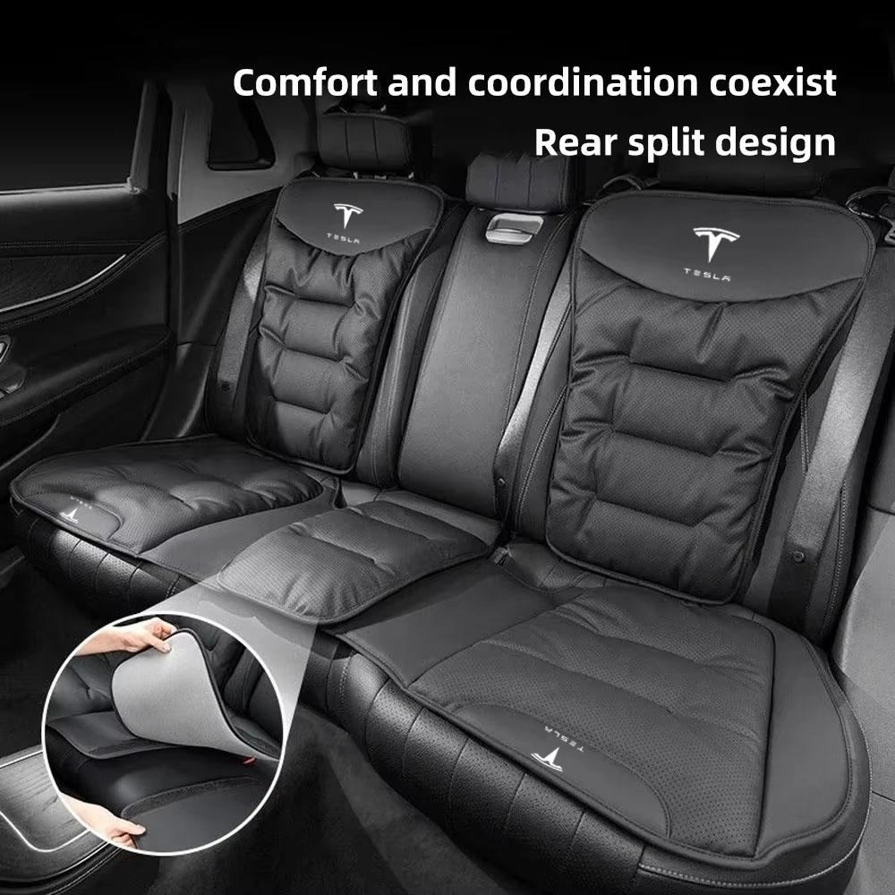 AMJ1 Car Seat Cushion Cover For Tesla Model 3 S X Y Juniper Cybertruck Breathable Nappa Leather Seat Protection Pad Car Accessories