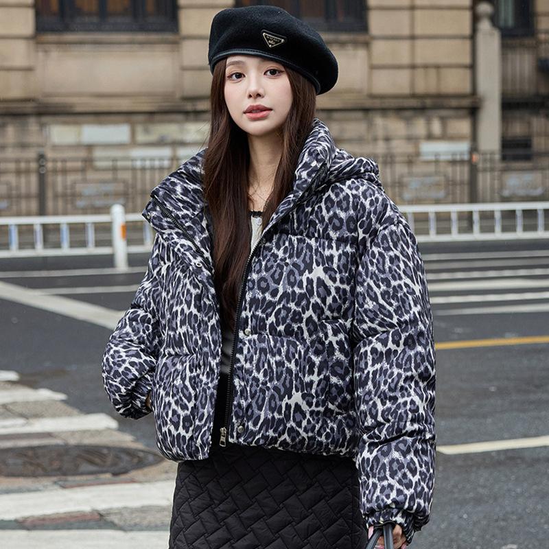 Bread Clothing Thickened Leopard Print Cotton-padded Jacket Loose Niche Down Cotton-padded Clothing Women's Winter Jacket
