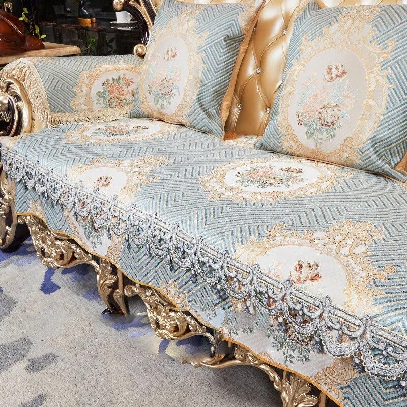Evropský luxusní povlak na pohovku Vintage výšivka Potah na americký gauč Polštář do obývacího pokoje Ochranný povlak na polštář