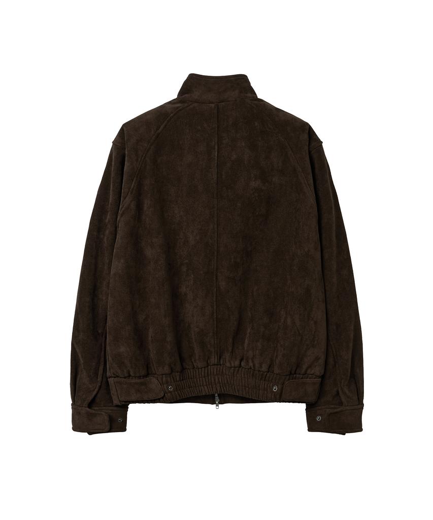INTEMPOMOOD High-Neck Suede Jacket_Brown