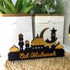 Customizable Ramadans Table Sign Acrylic Gold Silver Hollowed Castles Pattern Islamic Home for Holiday Gifting