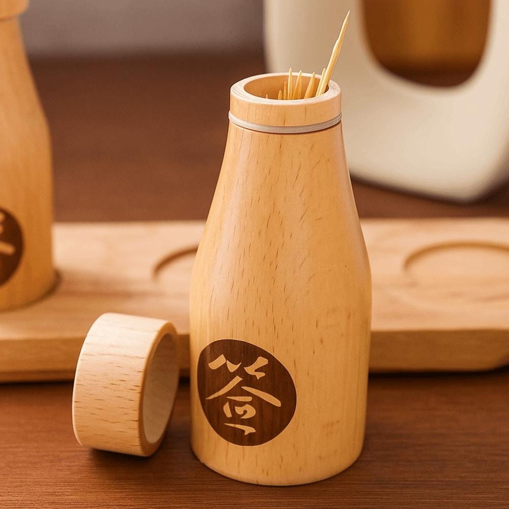Portable Beech Wood Toothpick Box Wooden Toothpick Storage Container Toothpick Case  Restaurant