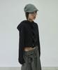 Small Logo Side Button Shirred Hooded Top [Black]