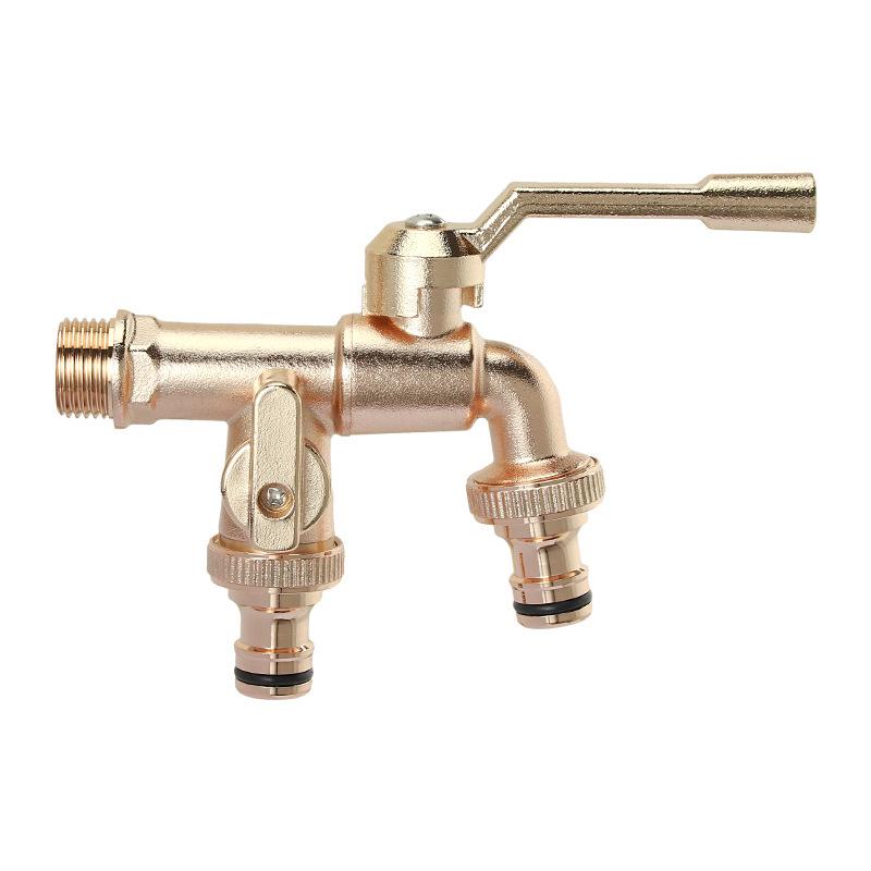 Retro Brass Dual-Outlet High Flow Anti-Freeze Crack-Resistant All-Copper Washing Machine Faucet