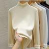 Half High Collar Warm Fleece Pullover Sweaters for Women Autumn and Winter Thick Knitted Sweater Solid Base Long Sleeve Casual Ladies Knitwears 24951